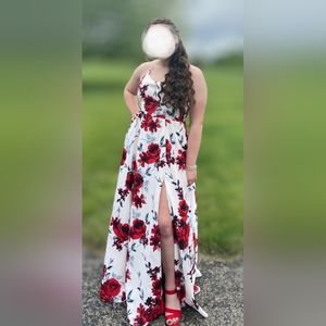 Speechless prom dress, white with red roses, size 15